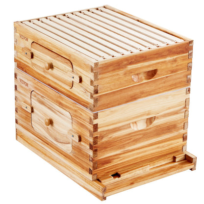 Bee Hive 20 Frame Bee Hives Starter Kit, Beeswax Coated Cedar Wood, 1 Deep + 1 Medium Bee Boxes Langstroth V952-CTFXSMSHX1ZHAS36XV0