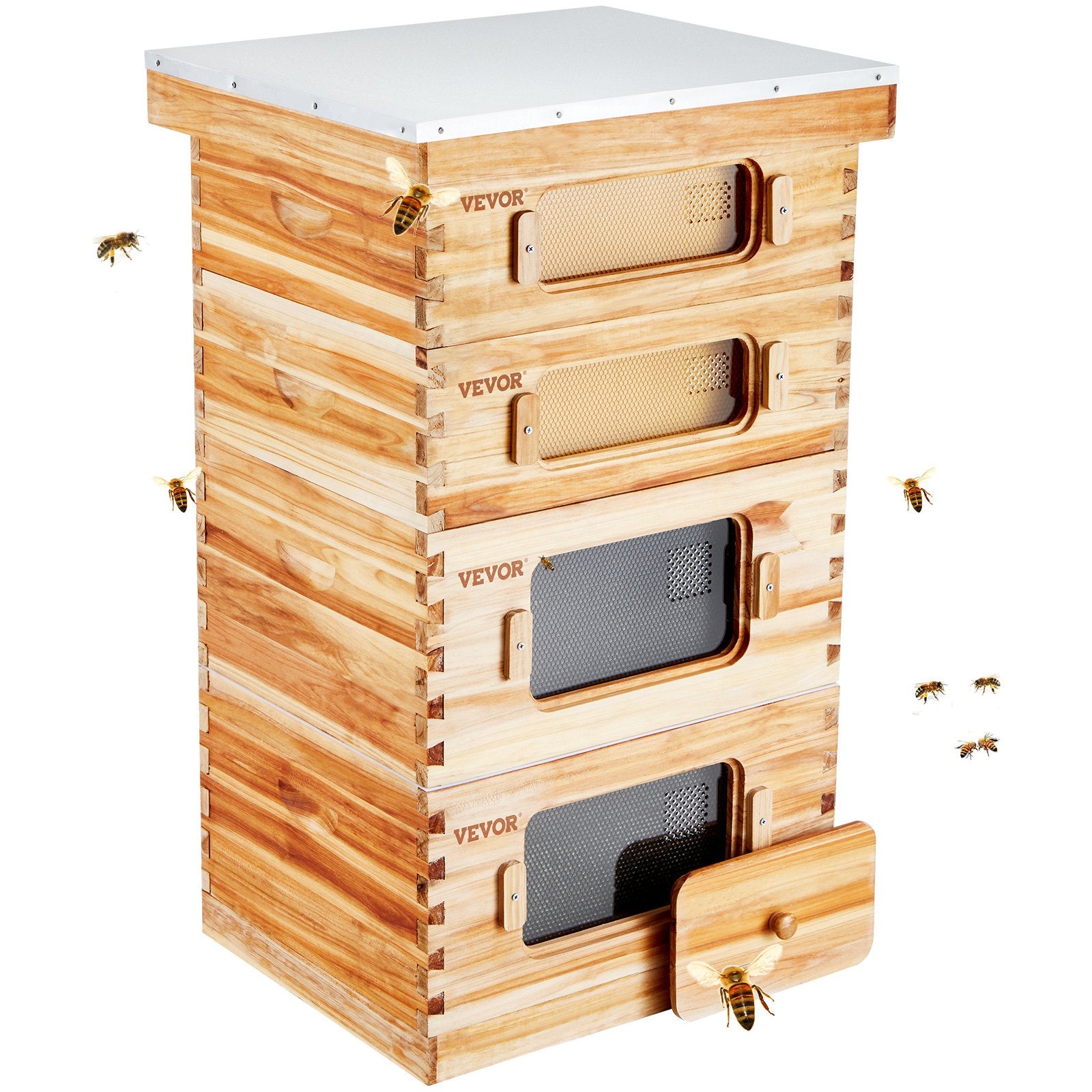Bee Hive 40 Frame Bee Hives Starter Kit, Beeswax Coated Cedar Wood, 2 Deep + 2 Medium Bee Boxes Langstroth V952-CTFXSMSHX2ZH12ZO0V0