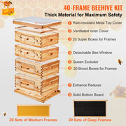 Bee Hive 40 Frame Bee Hives Starter Kit, Beeswax Coated Cedar Wood, 2 Deep + 2 Medium Bee Boxes Langstroth V952-CTFXSMSHX2ZH12ZO0V0