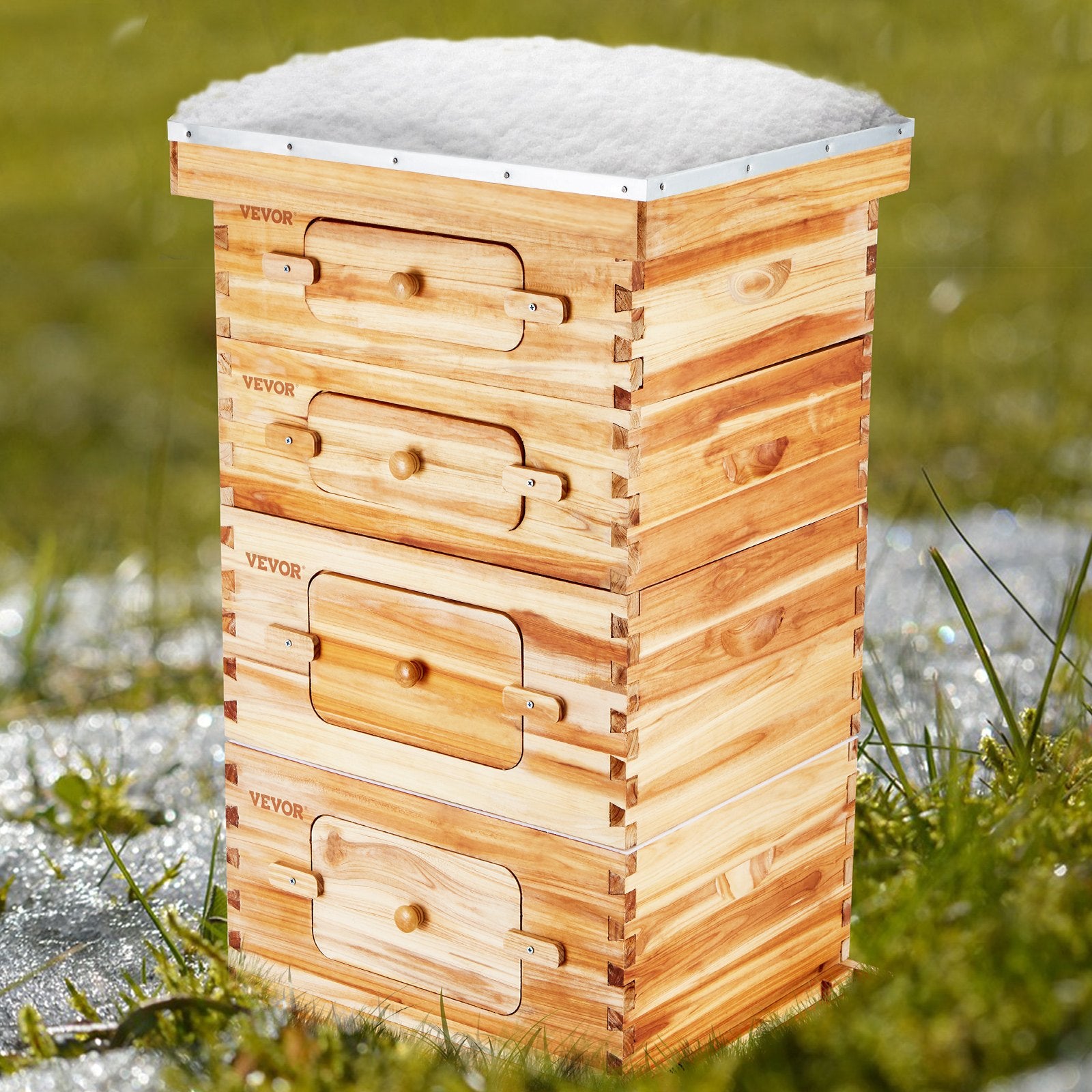 Bee Hive 40 Frame Bee Hives Starter Kit, Beeswax Coated Cedar Wood, 2 Deep + 2 Medium Bee Boxes Langstroth V952-CTFXSMSHX2ZH12ZO0V0