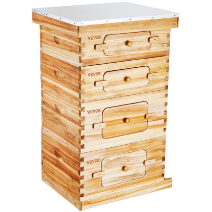 Bee Hive 40 Frame Bee Hives Starter Kit, Beeswax Coated Cedar Wood, 2 Deep + 2 Medium Bee Boxes Langstroth V952-CTFXSMSHX2ZH12ZO0V0