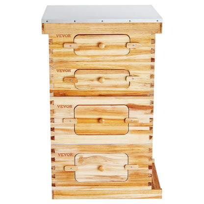 Bee Hive 40 Frame Bee Hives Starter Kit, Beeswax Coated Cedar Wood, 2 Deep + 2 Medium Bee Boxes Langstroth V952-CTFXSMSHX2ZH12ZO0V0