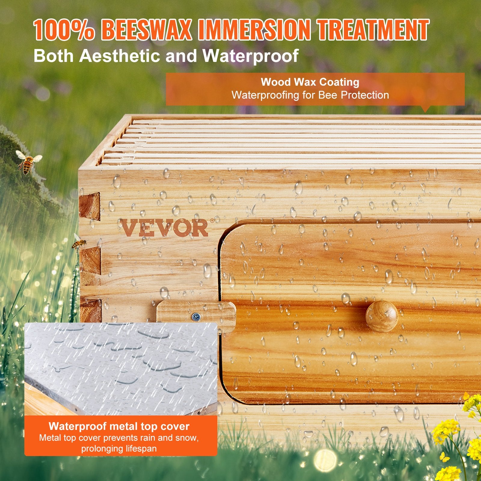 Bee Hive 30 Frame Bee Hives Starter Kit, Beeswax Coated Fir Wood, 2 Deep + 1 Medium Bee Boxes Langstroth V952-CTFXSMSHX2ZHGHAL4V0