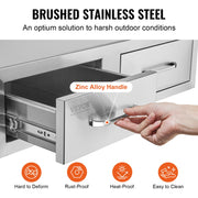 Outdoor Kitchen Drawers 30" W x 10" H x 20" D, Horizontal Double BBQ Access Drawers Stainless Steel with V952-CTG30X10X20000001V0