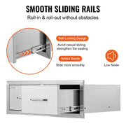 Outdoor Kitchen Drawers 30" W x 10" H x 20" D, Horizontal Double BBQ Access Drawers Stainless Steel with V952-CTG30X10X20000001V0