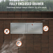 Outdoor Kitchen Drawers 30" W x 10" H x 20" D, Horizontal Double BBQ Access Drawers Stainless Steel with V952-CTG30X10X20000001V0