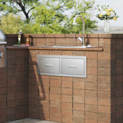 Outdoor Kitchen Drawers 30" W x 10" H x 20" D, Horizontal Double BBQ Access Drawers Stainless Steel with V952-CTG30X10X20000001V0