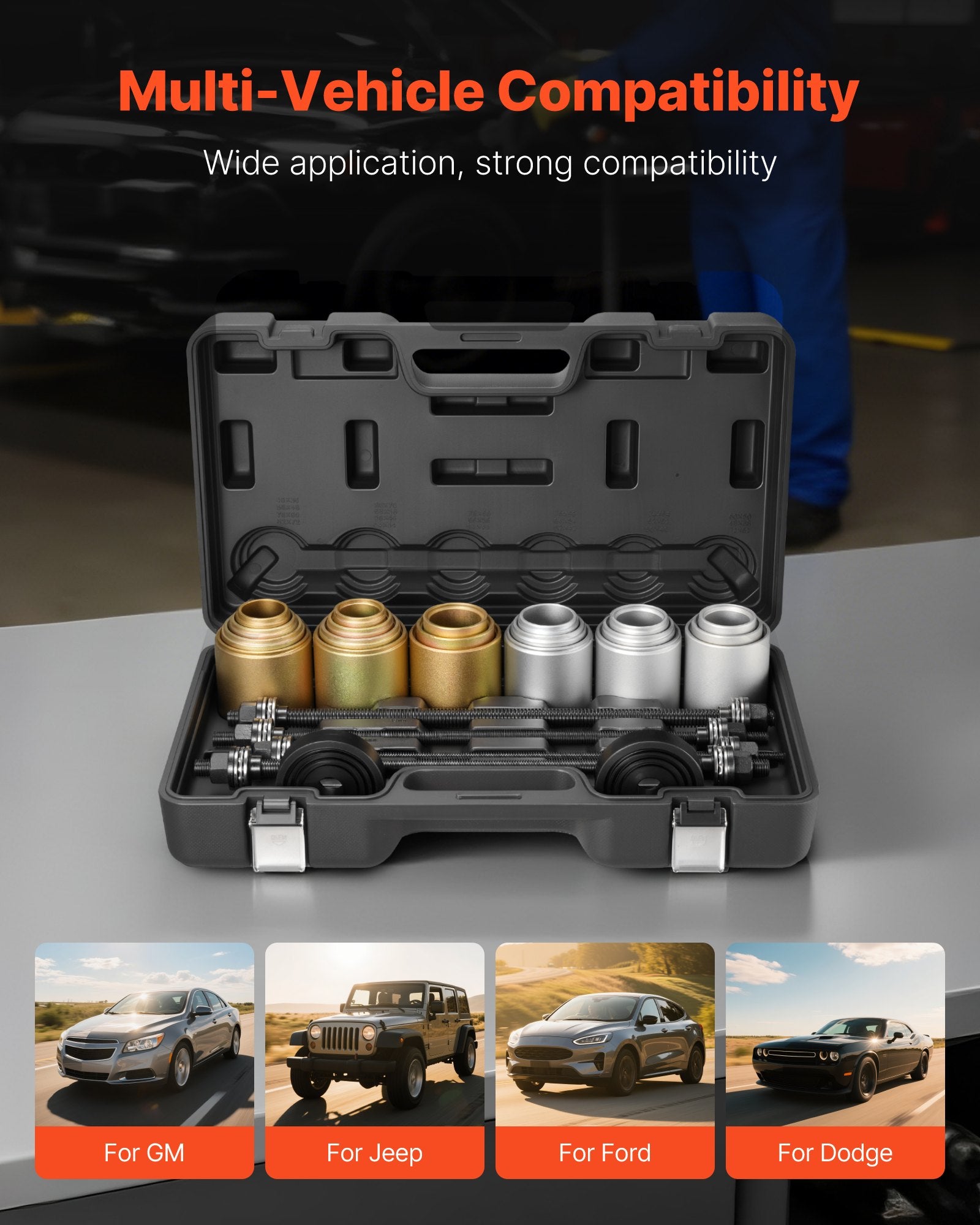 Pull and Press Sleeve Kit, 26 PCS, Steel Bush Removal Insertion Sleeve Tools with Carrying Case, Compatible V952-CTQCQTZ26JT0E8TU9002V0