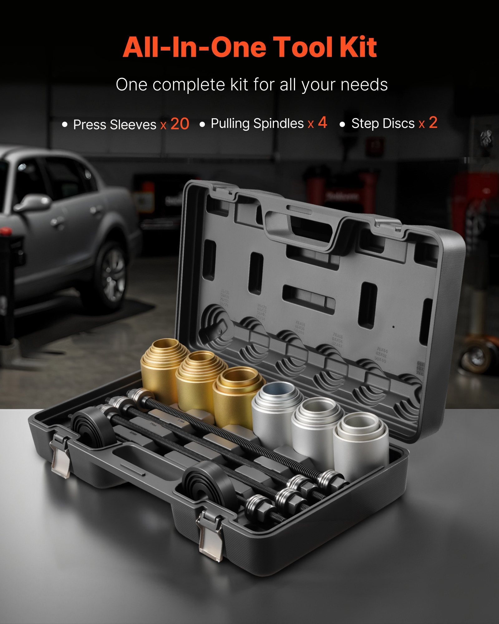 Pull and Press Sleeve Kit, 26 PCS, Steel Bush Removal Insertion Sleeve Tools with Carrying Case, Compatible V952-CTQCQTZ26JT0E8TU9002V0