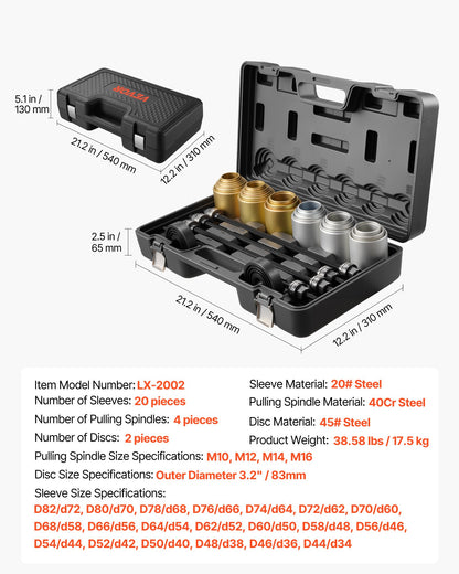 Pull and Press Sleeve Kit, 26 PCS, Steel Bush Removal Insertion Sleeve Tools with Carrying Case, Compatible V952-CTQCQTZ26JT0E8TU9002V0