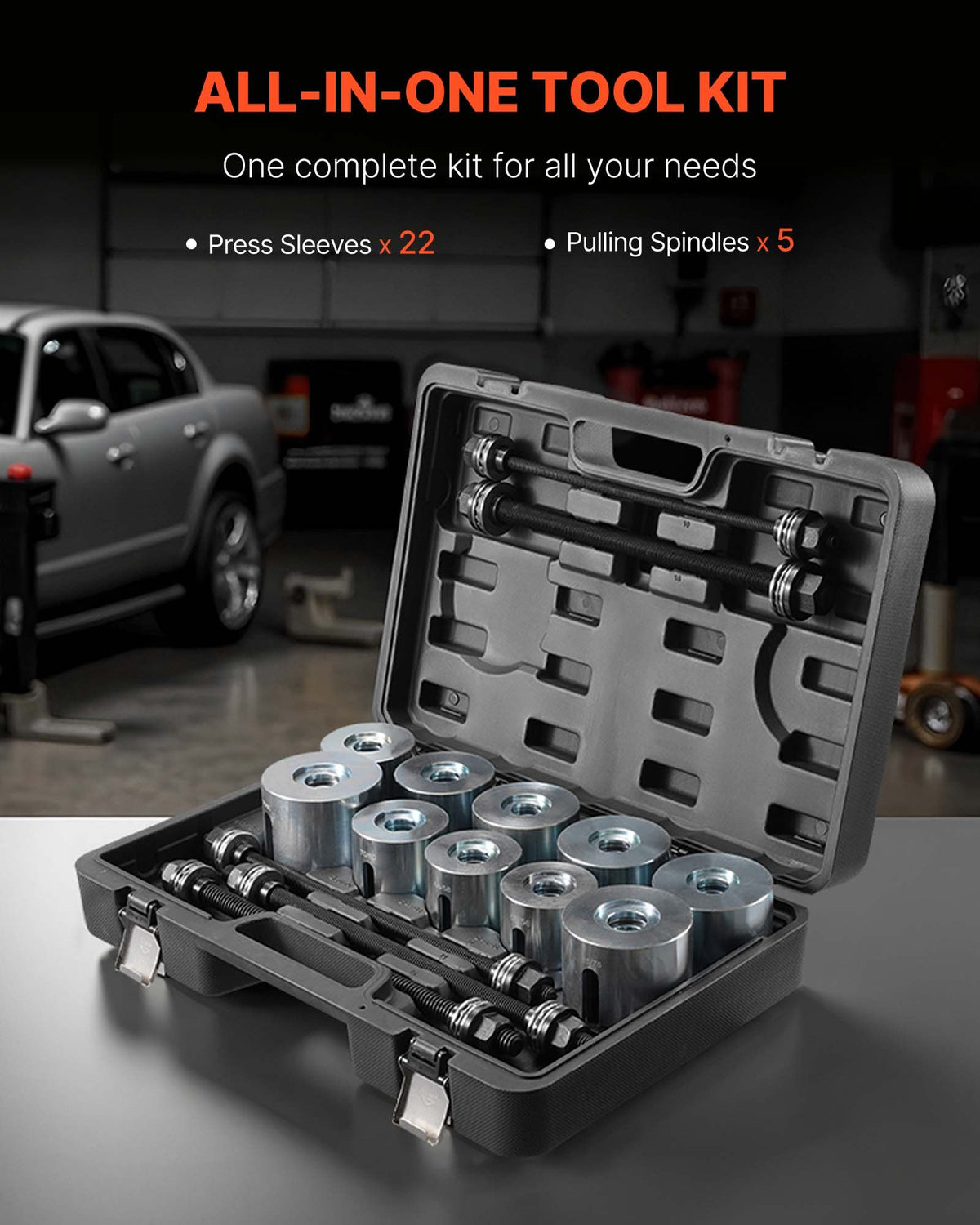 Pull and Press Sleeve Kit, 27 PCS, Steel Bush Removal Insertion Sleeve Tools with Carrying Case, Compatible V952-CTQCQTZ27JT0S6JTC002V0