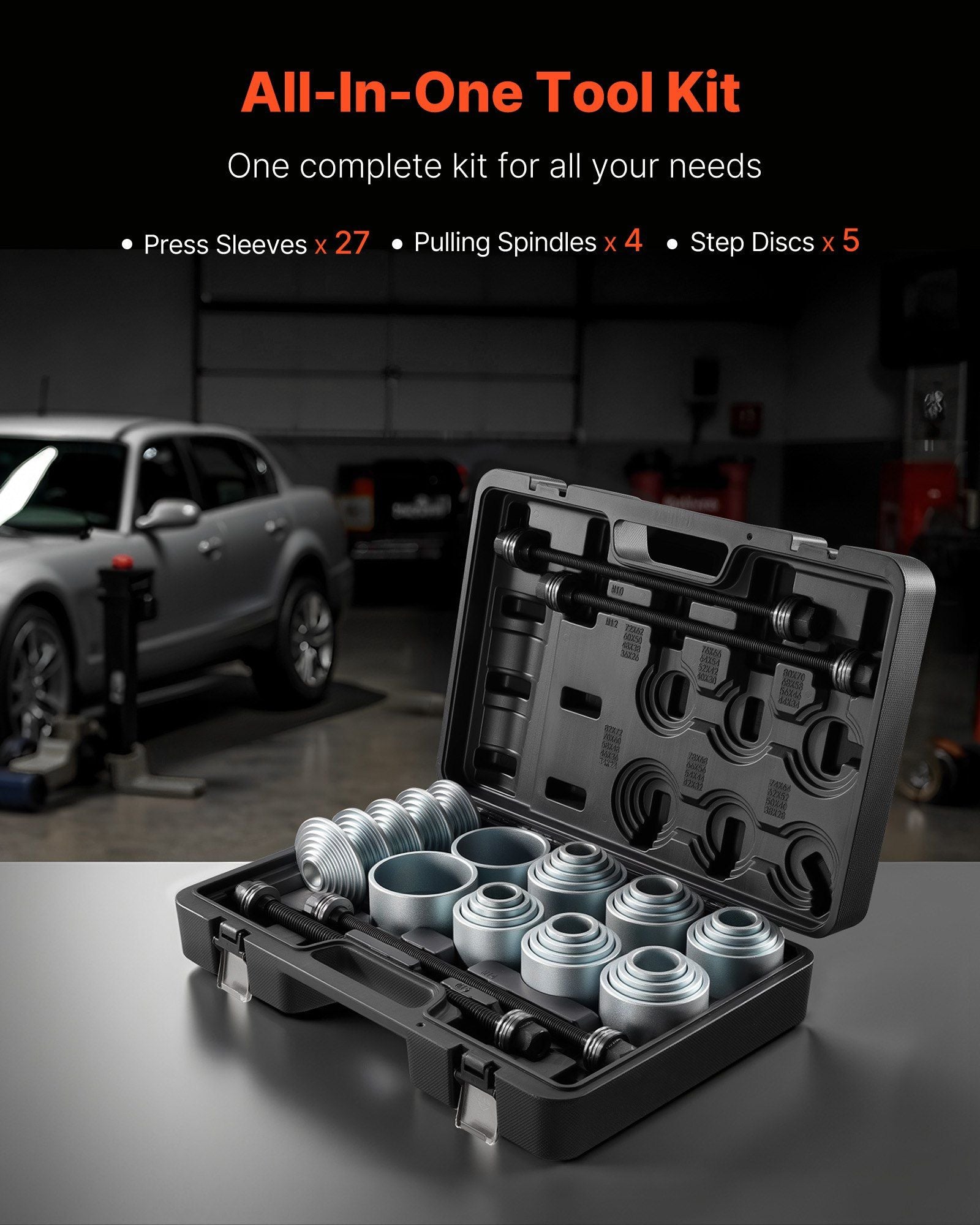 Pull and Press Sleeve Kit, 36 PCS, Steel Bush Removal Insertion Sleeve Tools with Carrying Case, Compatible V952-CTQCQTZ36JT0JI3U0002V0