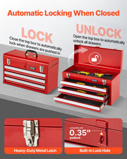 Tool Box 520 mm Portable Metal Tool Box 3 Drawers Tool Organizer Red V952-CTSBXSGJX20IEYVN5V0