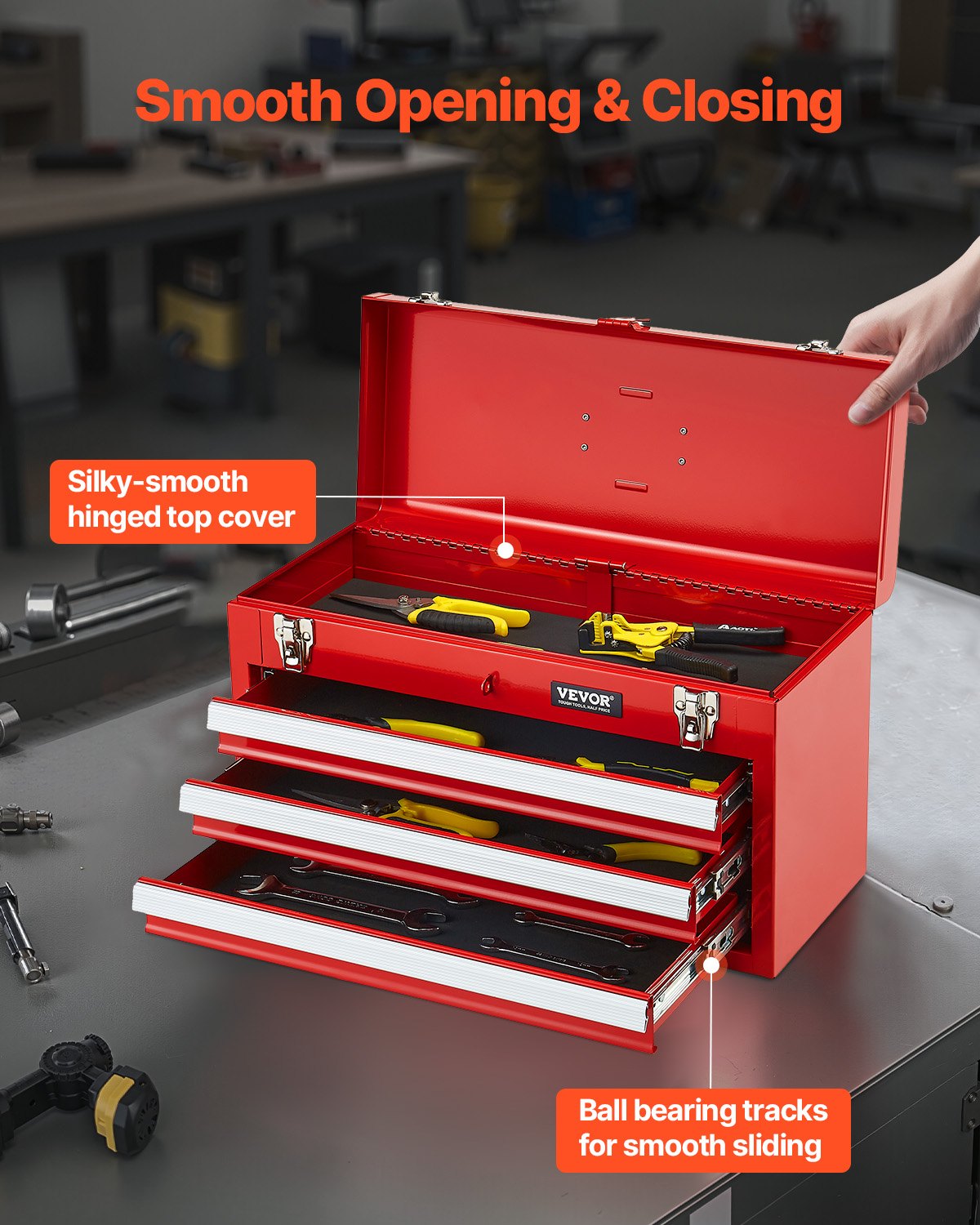 Tool Box 520 mm Portable Metal Tool Box 3 Drawers Tool Organizer Red V952-CTSBXSGJX20IEYVN5V0