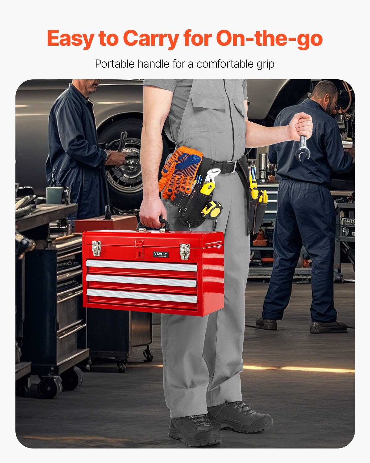 Tool Box 520 mm Portable Metal Tool Box 3 Drawers Tool Organizer Red V952-CTSBXSGJX20IEYVN5V0