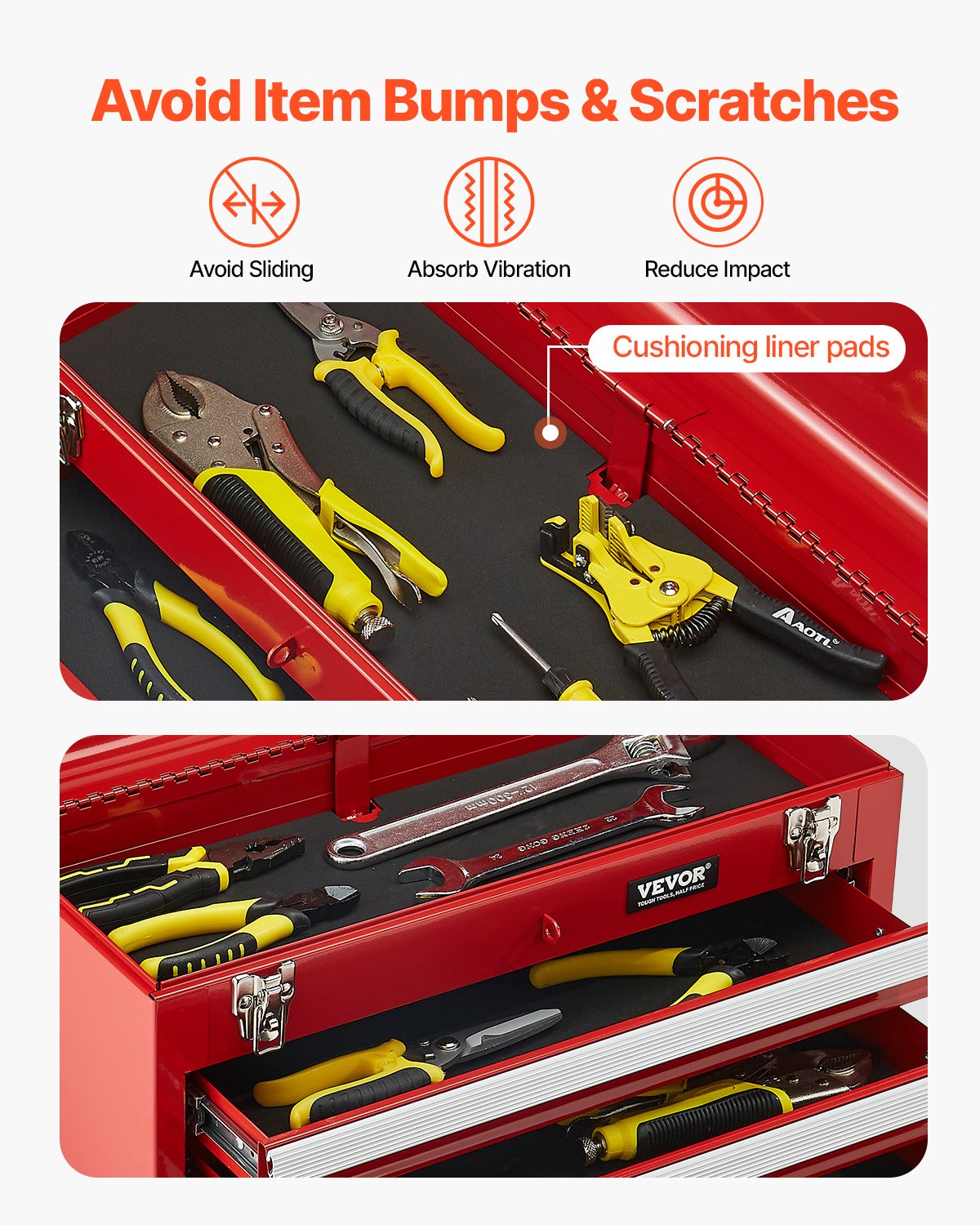 Tool Box 520 mm Portable Metal Tool Box 3 Drawers Tool Organizer Red V952-CTSBXSGJX20IEYVN5V0