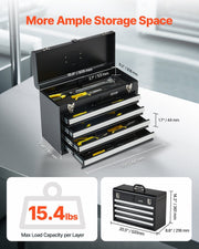 Metal Tool Box, 20.5-inch, Portable Metal Tool Box with 4 Drawers, Small Tool Chest with EVA Liners, Ball V952-CTSBXSGJX20ILXNNKV0