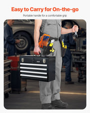 Metal Tool Box, 20.5-inch, Portable Metal Tool Box with 4 Drawers, Small Tool Chest with EVA Liners, Ball V952-CTSBXSGJX20ILXNNKV0