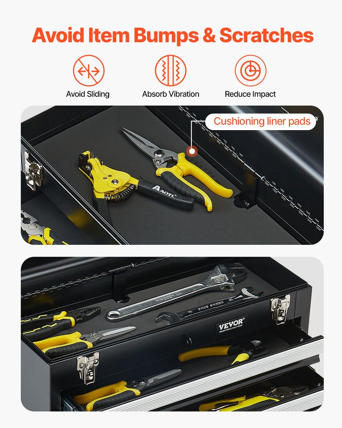 Metal Tool Box, 20.5-inch, Portable Metal Tool Box with 4 Drawers, Small Tool Chest with EVA Liners, Ball V952-CTSBXSGJX20ILXNNKV0