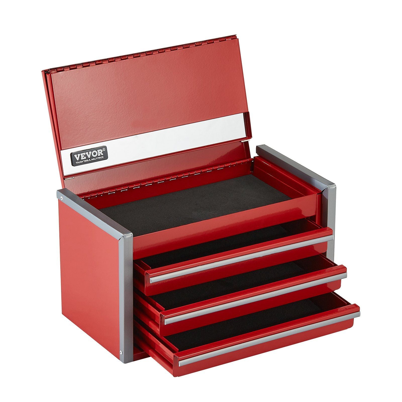 Metal Tool Box, 8.6-inch, Portable Metal Tool Box with 3 Drawers, Small Tool Chest with EVA Liners and PP V952-CTSBXSGJX86I00F7ZV0
