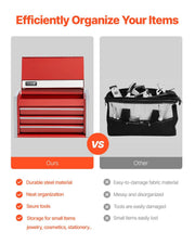Metal Tool Box, 8.6-inch, Portable Metal Tool Box with 3 Drawers, Small Tool Chest with EVA Liners and PP V952-CTSBXSGJX86I00F7ZV0
