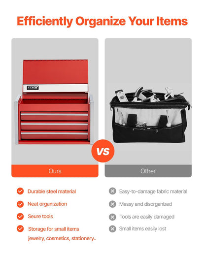 Metal Tool Box, 8.6-inch, Portable Metal Tool Box with 3 Drawers, Small Tool Chest with EVA Liners and PP V952-CTSBXSGJX86I00F7ZV0