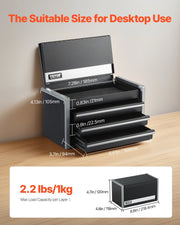 Metal Tool Box, 8.6-inch, Portable Metal Tool Box with 3 Drawers, Small Tool Chest with EVA Liners and PP V952-CTSBXSGJX86IACUDAV0