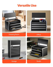 Metal Tool Box, 8.6-inch, Portable Metal Tool Box with 3 Drawers, Small Tool Chest with EVA Liners and PP V952-CTSBXSGJX86IACUDAV0