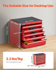 Metal Tool Box, 8.6-inch, Portable Metal Tool Box with 5 Drawers, Small Tool Chest with EVA Liners and PP V952-CTSBXSGJX86IY6PZFV0