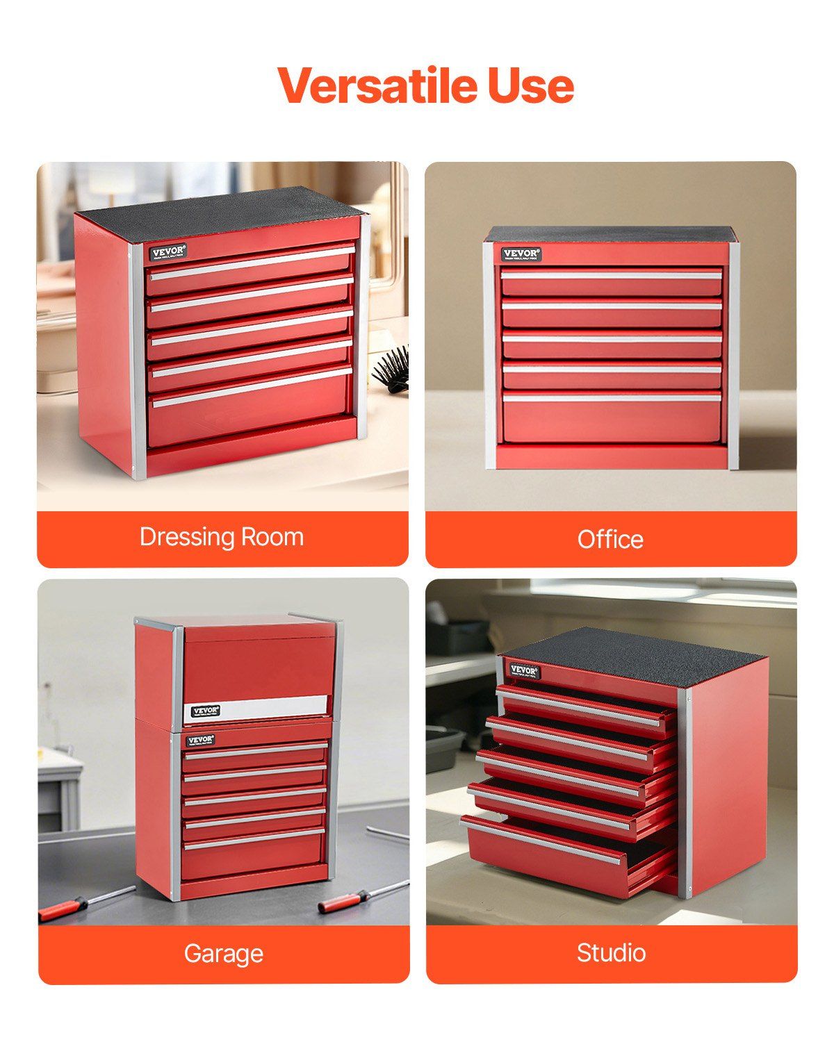 Metal Tool Box, 8.6-inch, Portable Metal Tool Box with 5 Drawers, Small Tool Chest with EVA Liners and PP V952-CTSBXSGJX86IY6PZFV0