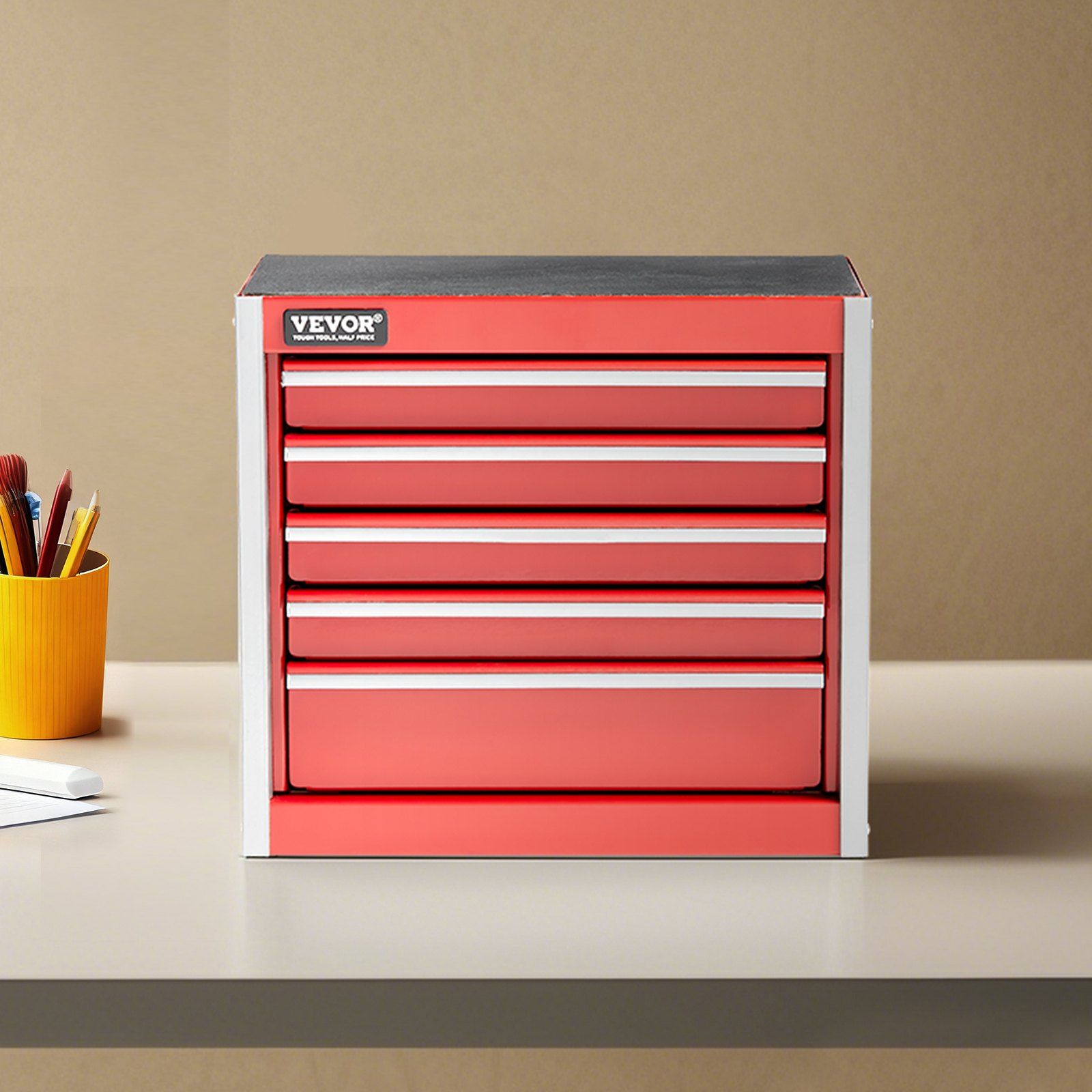 Metal Tool Box, 8.6-inch, Portable Metal Tool Box with 5 Drawers, Small Tool Chest with EVA Liners and PP V952-CTSBXSGJX86IY6PZFV0