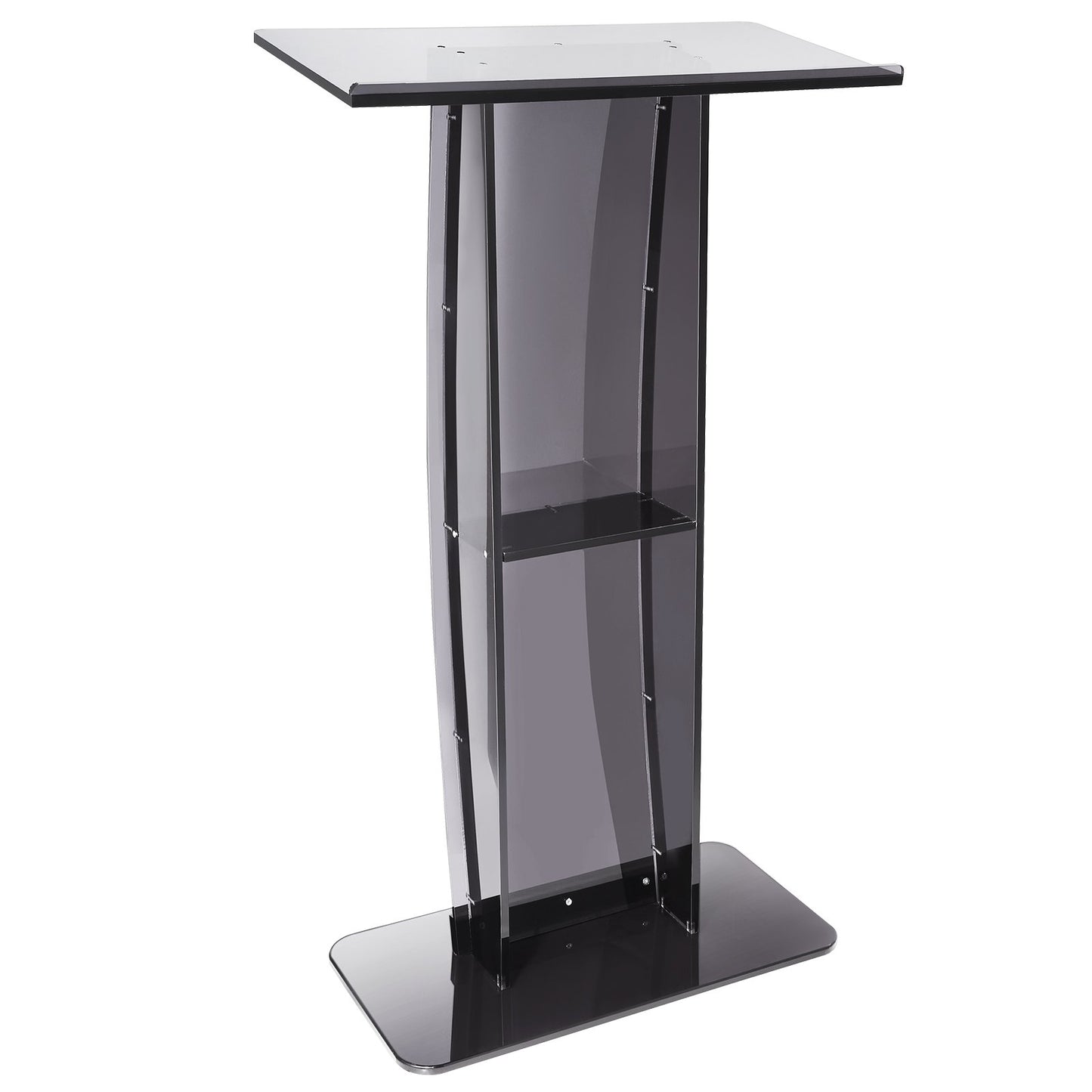 Acrylic Podium, 47" Tall, Acrylic Podium Stand with Wide Reading Surface & Storage Shelf, Floor-standing V952-CTSJTHSTMYK47UDDCV0