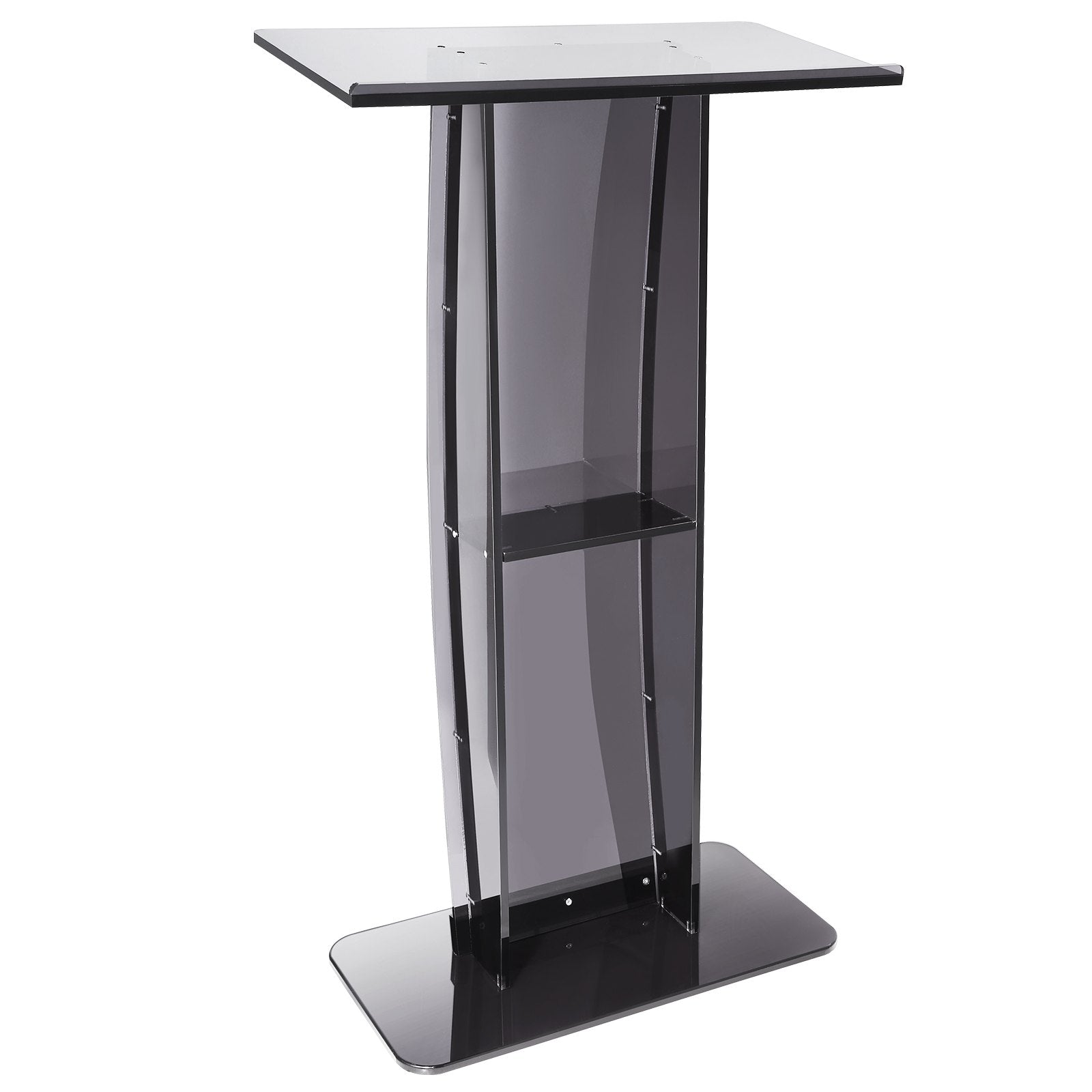 Acrylic Podium, 47" Tall, Acrylic Podium Stand with Wide Reading Surface & Storage Shelf, Floor-standing V952-CTSJTHSTMYK47UDDCV0