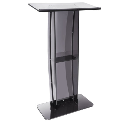 Acrylic Podium, 47" Tall, Acrylic Podium Stand with Wide Reading Surface & Storage Shelf, Floor-standing V952-CTSJTHSTMYK47UDDCV0
