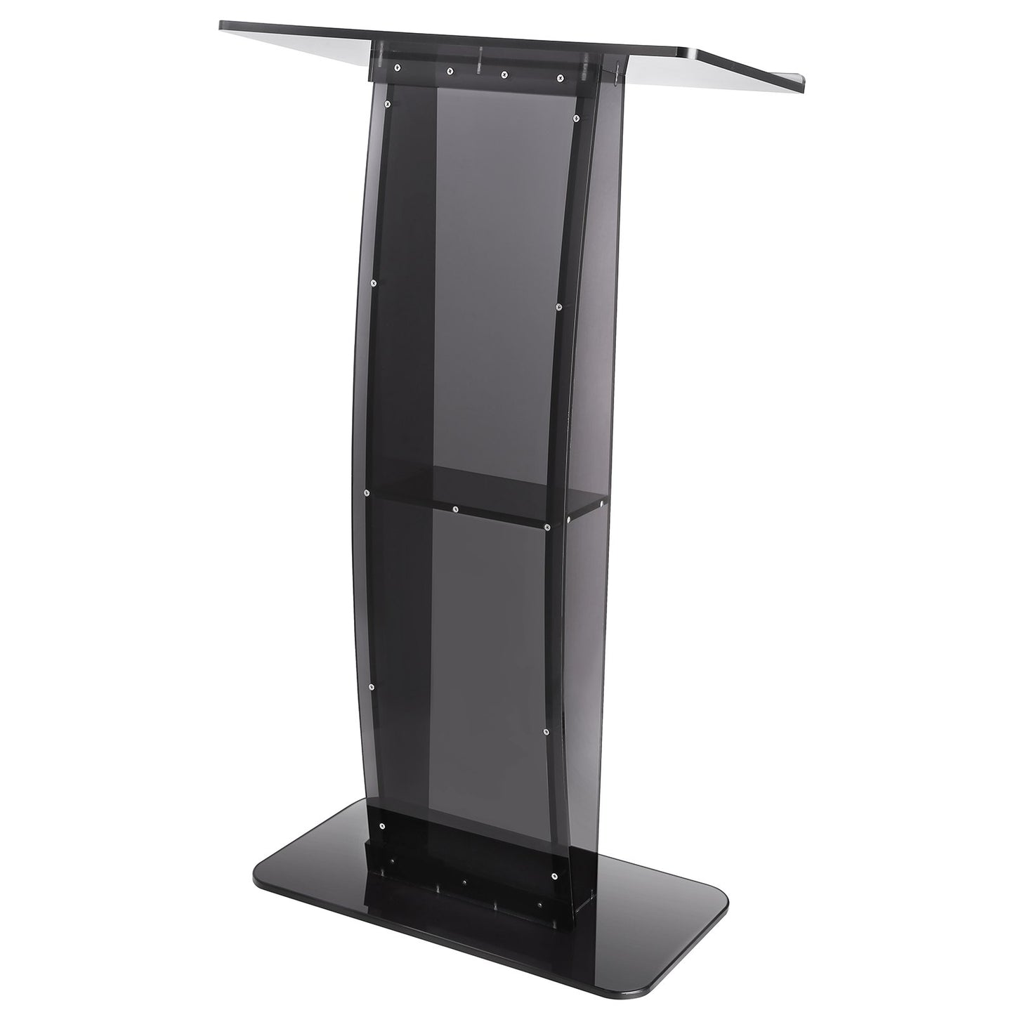 Acrylic Podium, 47" Tall, Acrylic Podium Stand with Wide Reading Surface & Storage Shelf, Floor-standing V952-CTSJTHSTMYK47UDDCV0