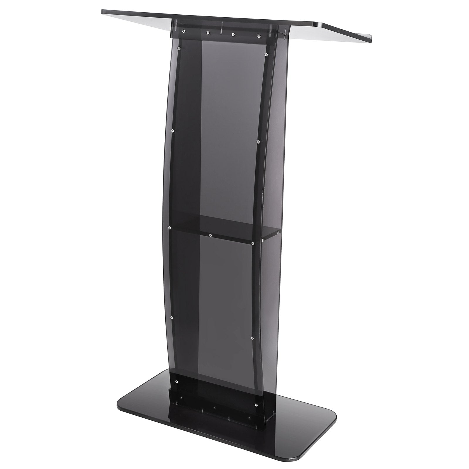 Acrylic Podium, 47" Tall, Acrylic Podium Stand with Wide Reading Surface & Storage Shelf, Floor-standing V952-CTSJTHSTMYK47UDDCV0