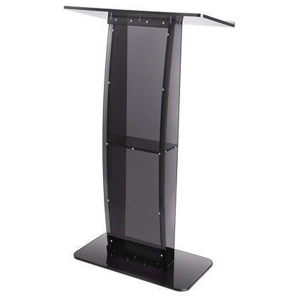 Acrylic Podium, 47" Tall, Acrylic Podium Stand with Wide Reading Surface & Storage Shelf, Floor-standing V952-CTSJTHSTMYK47UDDCV0