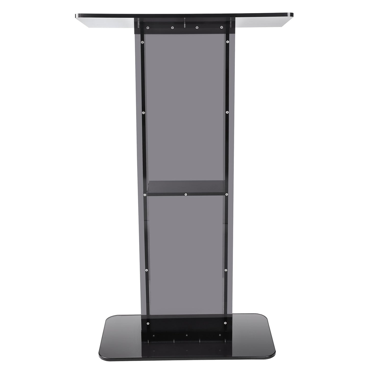 Acrylic Podium, 47" Tall, Acrylic Podium Stand with Wide Reading Surface & Storage Shelf, Floor-standing V952-CTSJTHSTMYK47UDDCV0