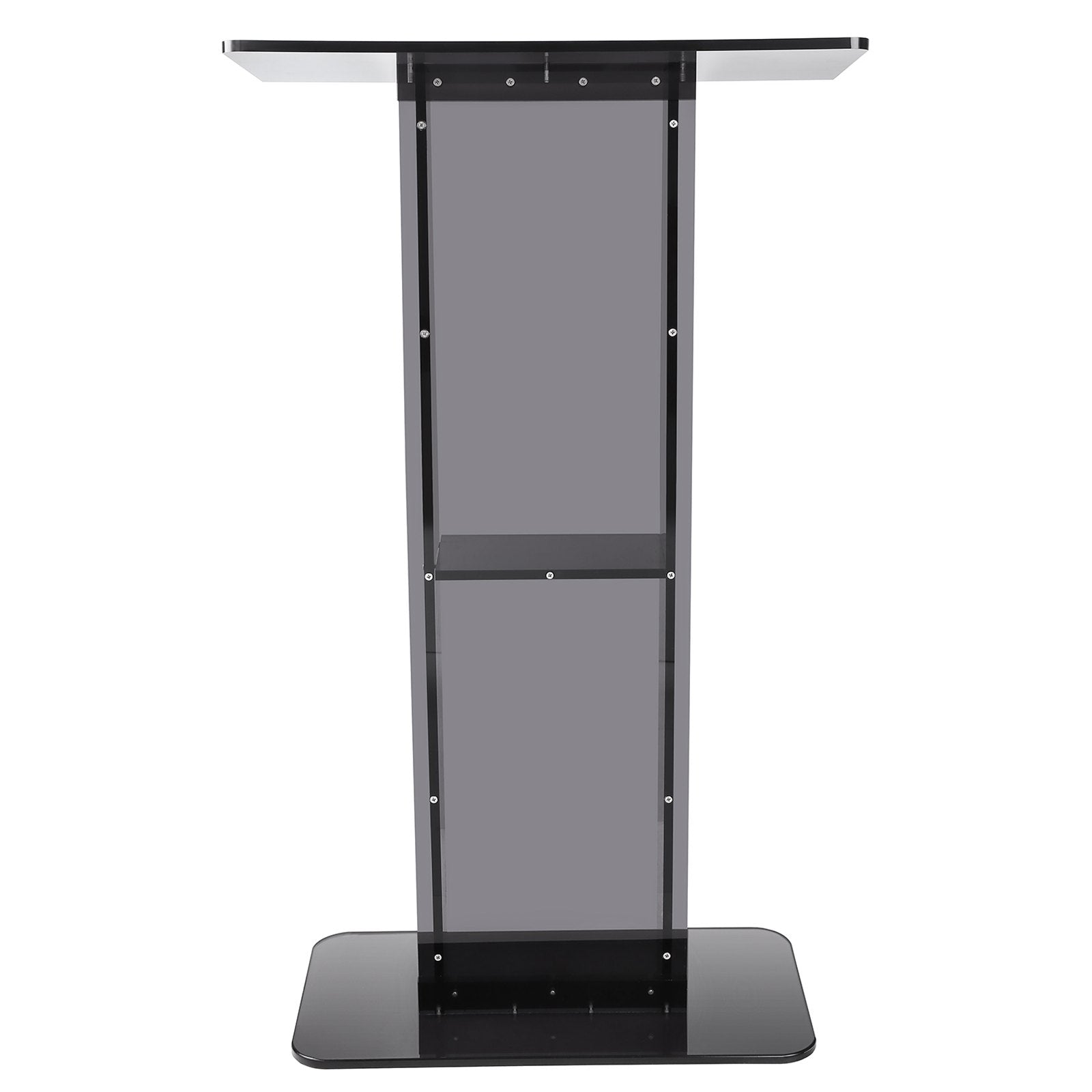 Acrylic Podium, 47" Tall, Acrylic Podium Stand with Wide Reading Surface & Storage Shelf, Floor-standing V952-CTSJTHSTMYK47UDDCV0