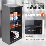 Podium Stand, 47 in Hostess Stand with 4 Rolling Wheels, Wood Podium with Storage Shelves, and Slant Desktop, V952-CTSJTHSYMDF47ZN65V0