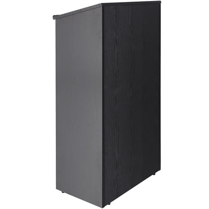 Podium Stand, 47 in Hostess Stand with 4 Rolling Wheels, Wood Podium with Storage Shelves, and Slant Desktop, V952-CTSJTHSYMDF47ZN65V0