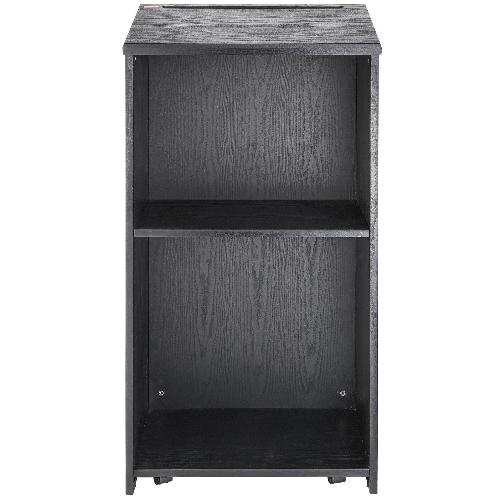 Podium Stand, 47 in Hostess Stand with 4 Rolling Wheels, Wood Podium with Storage Shelves, and Slant Desktop, V952-CTSJTHSYMDF47ZN65V0