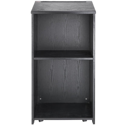 Podium Stand, 47 in Hostess Stand with 4 Rolling Wheels, Wood Podium with Storage Shelves, and Slant Desktop, V952-CTSJTHSYMDF47ZN65V0