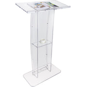 Acrylic Podium, 47" Tall, Clear Acrylic Podium Stand with Wide Reading Surface & Storage Shelf, V952-CTSJTYKLBST47YW3EV0