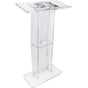 Acrylic Podium, 47" Tall, Clear Acrylic Podium Stand with Wide Reading Surface & Storage Shelf, V952-CTSJTYKLBST47YW3EV0