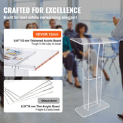 Acrylic Podium, 47" Tall, Clear Acrylic Podium Stand with Wide Reading Surface & Storage Shelf, V952-CTSJTYKLBST47YW3EV0