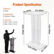 Acrylic Podium, 47" Tall, Clear Acrylic Podium Stand with Wide Reading Surface & Storage Shelf, V952-CTSJTYKLBST47YW3EV0