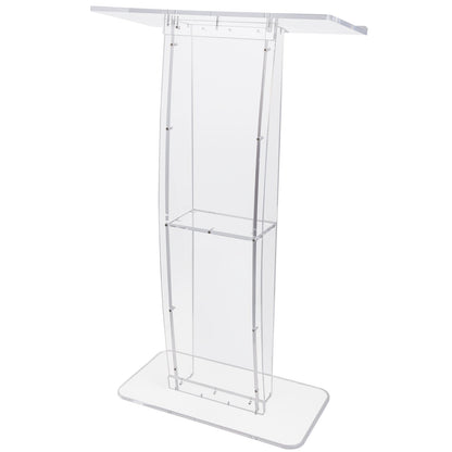 Acrylic Podium, 47" Tall, Clear Acrylic Podium Stand with Wide Reading Surface & Storage Shelf, V952-CTSJTYKLBST47YW3EV0