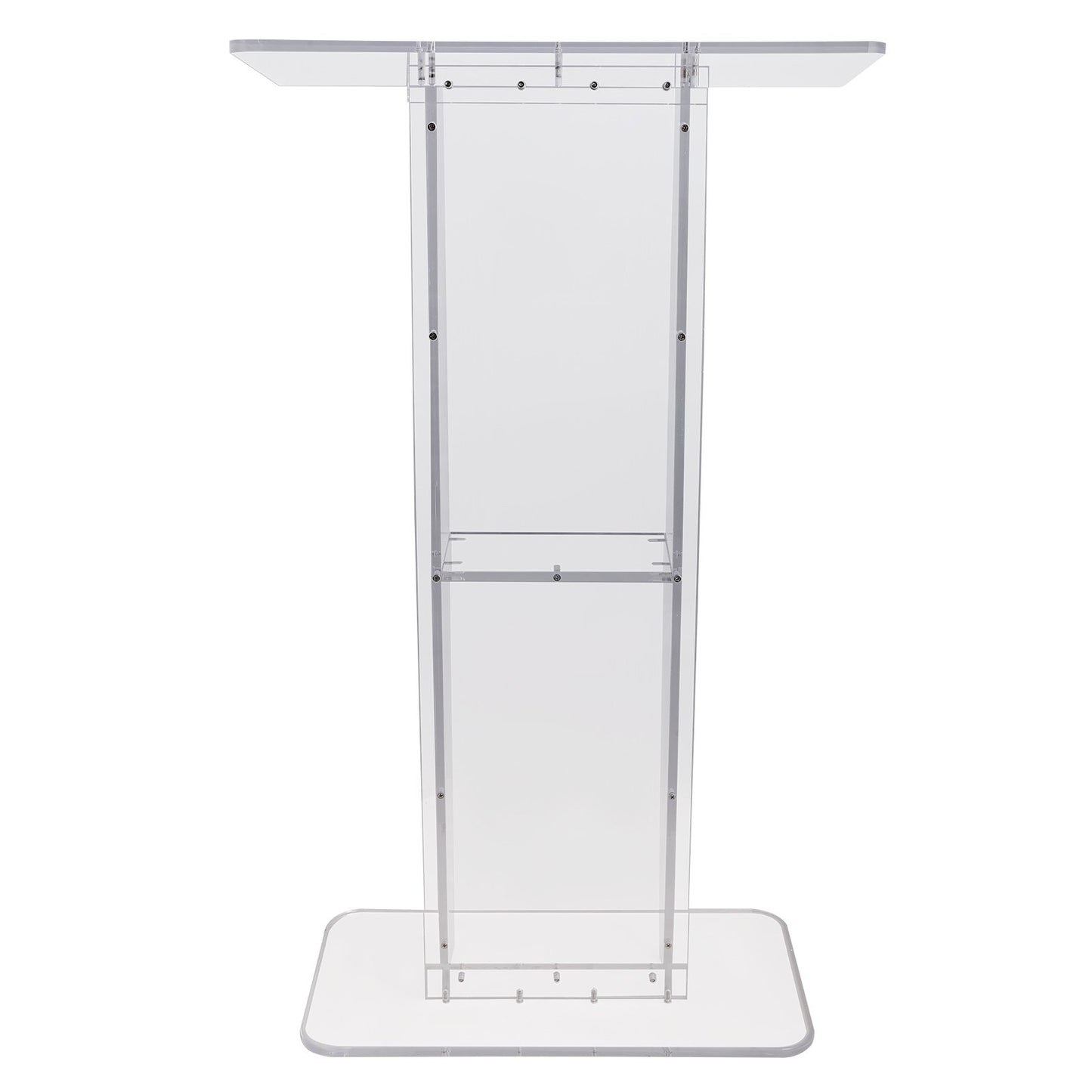 Acrylic Podium, 47" Tall, Clear Acrylic Podium Stand with Wide Reading Surface & Storage Shelf, V952-CTSJTYKLBST47YW3EV0