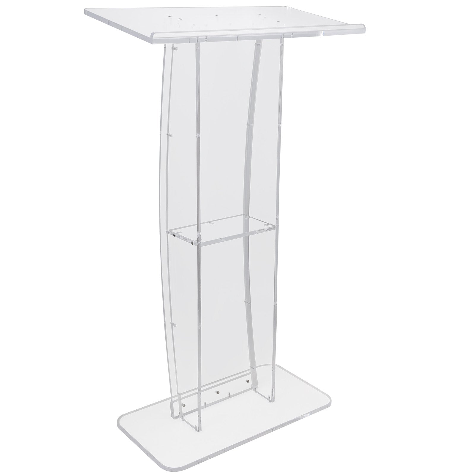 Acrylic Podium, 47" Tall, Clear Acrylic Podium Stand with Wide Reading Surface & Storage Shelf, V952-CTSJTYKLBST47YW3EV0